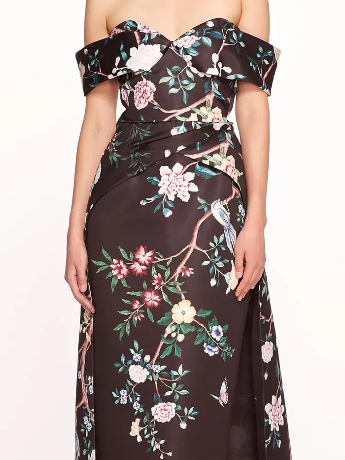 Women Marchesa Marchesa Notte Paradise Midi Dress Black Multi