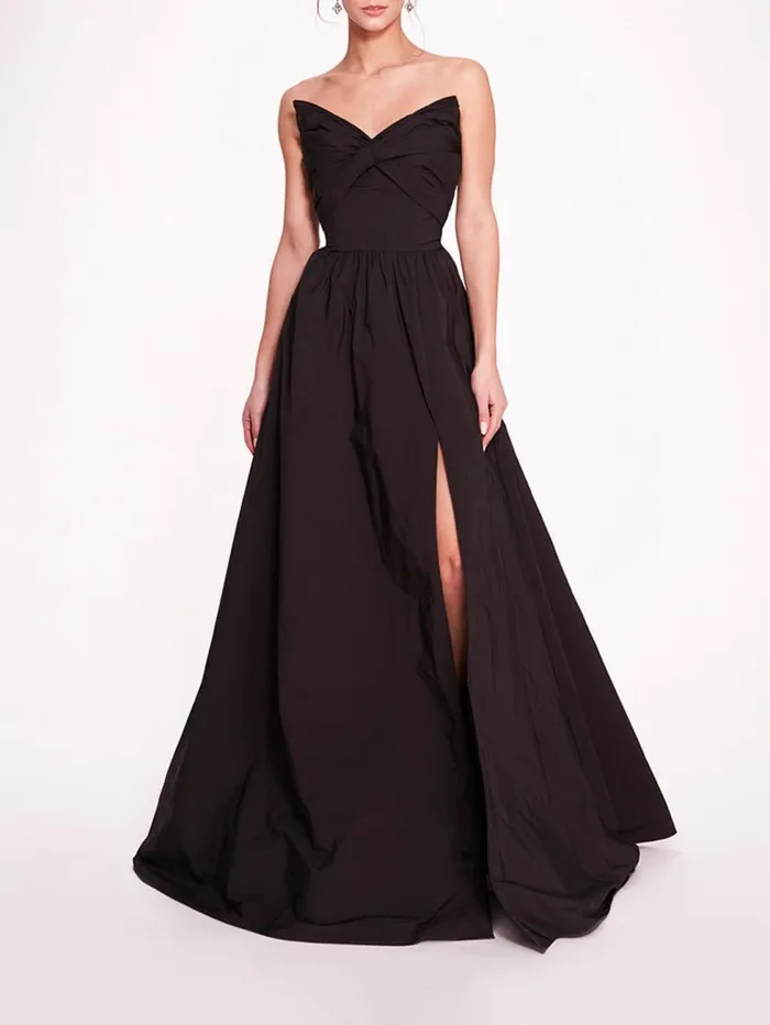 Women Marchesa Marchesa Notte Pleated Taffeta Gown Black