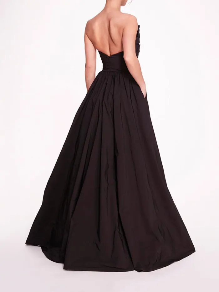 Women Marchesa Marchesa Notte Pleated Taffeta Gown Black