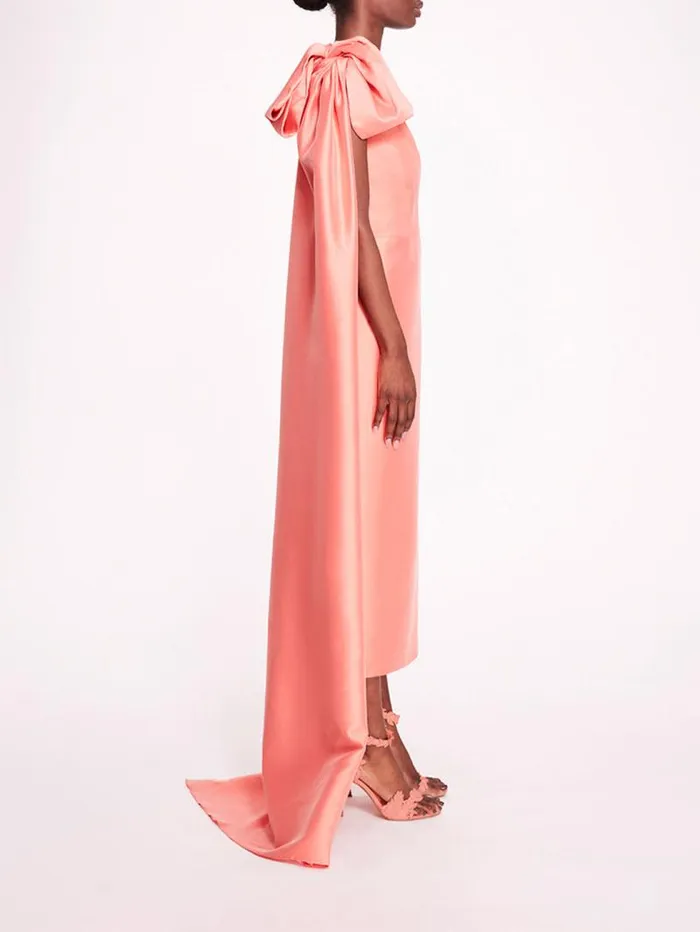 Women Marchesa Marchesa Notte Silk Mikado Midi Dress Coral