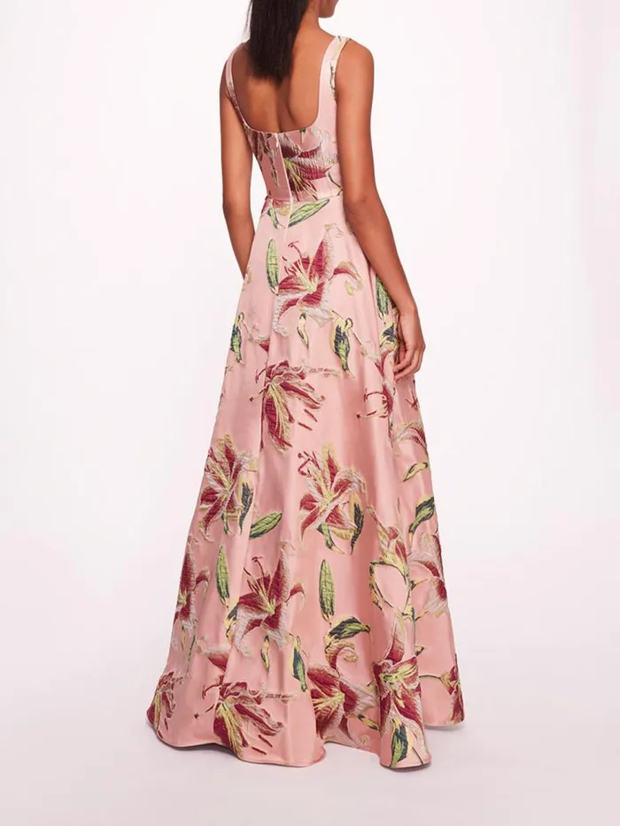 Women Marchesa Marchesa Notte Square Neck Drape Ballgown Pink