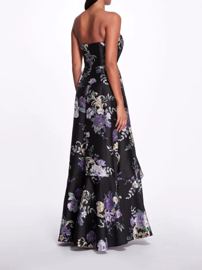 Women Marchesa Marchesa Notte Strapless Floral Gown Black