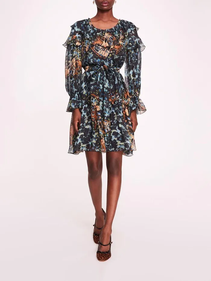 Women Marchesa Marchesa Rosa Monarch Mini Dress Blue Multi