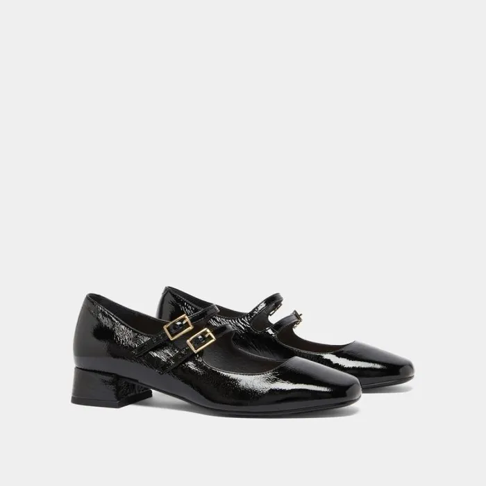 Women Mary Jane With Double Straps Black JONAK Babies Saloms