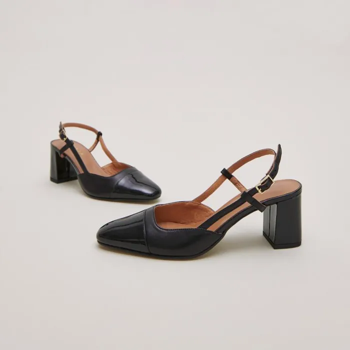 Women Mary Janes With Heels Black JONAK Slingbacks