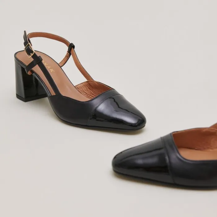 Women Mary Janes With Heels Black JONAK Slingbacks