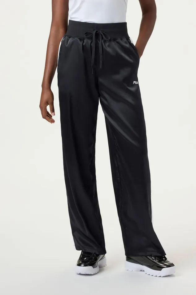 Women Matching Sets Fila Satin Track Pant 013 Blackwhite