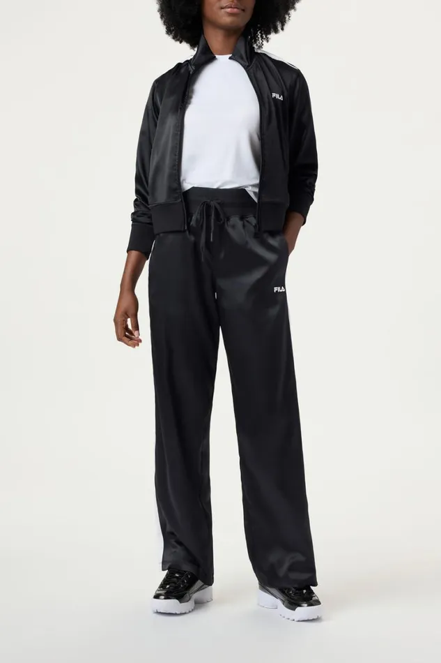 Women Matching Sets Fila Satin Track Pant 013 Blackwhite
