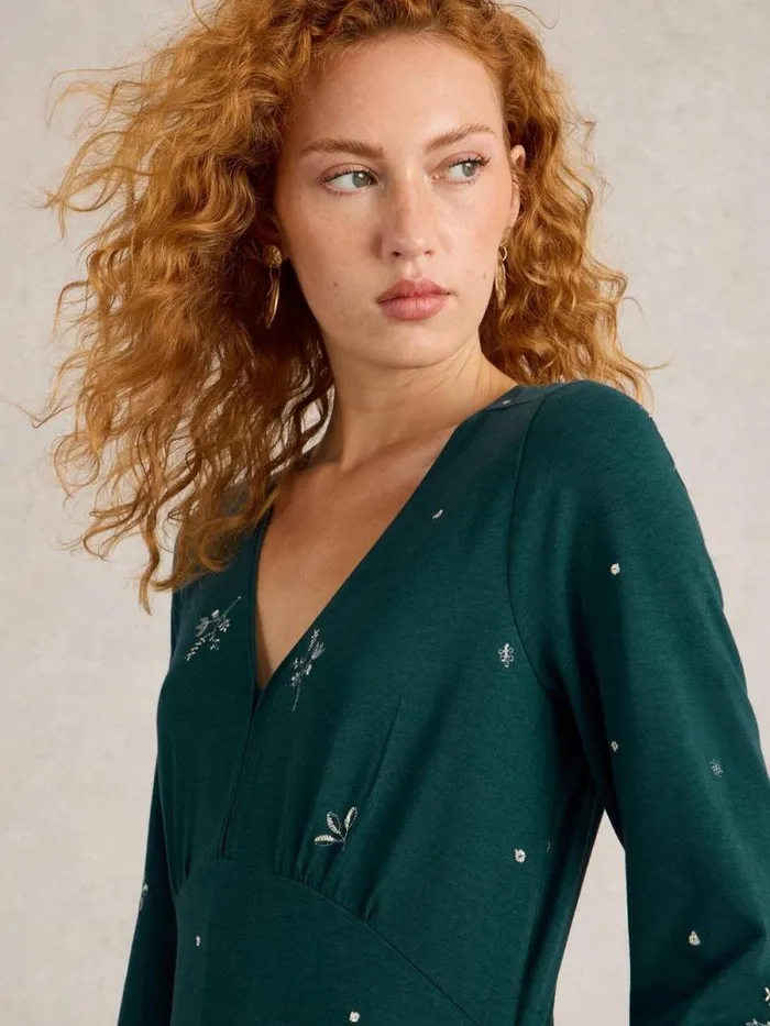 Women Megan Embroidered Midi Jersey Dress Teal Multi White Stuff Dresses Women Megan Embroidered Midi Jersey Dress Teal Multi White Stuff Dresses