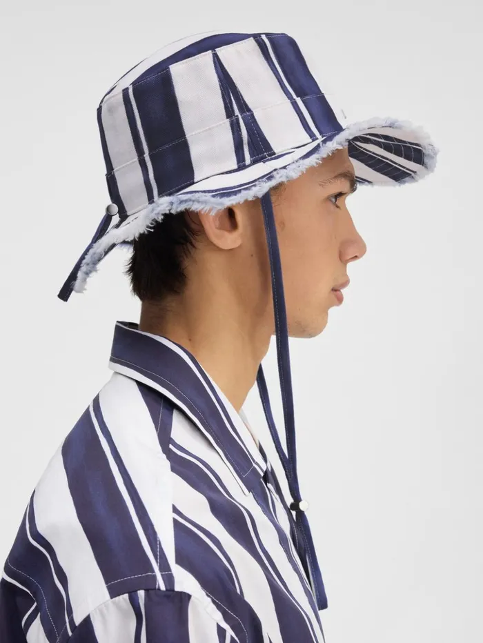 WomenMen Hats JACQUEMUS The Artichaut Bucket Hat Print Rayure Blue WomenMen Hats JACQUEMUS The Artichaut Bucket Hat Print Rayure Blue