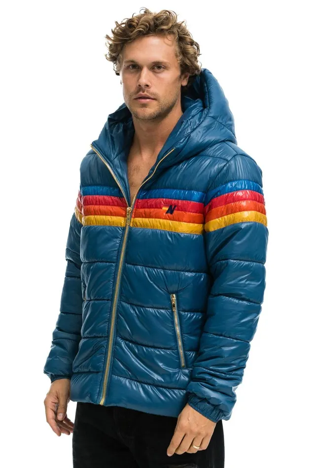 WomenMen Outerwear Aviator Nation 4 STRIPE LUXE TREKKER JACKET 8211 GLOSSY DEEP BLUE WomenMen Outerwear Aviator Nation 4 STRIPE LUXE TREKKER JACKET 8211 GLOSSY DEEP BLUE