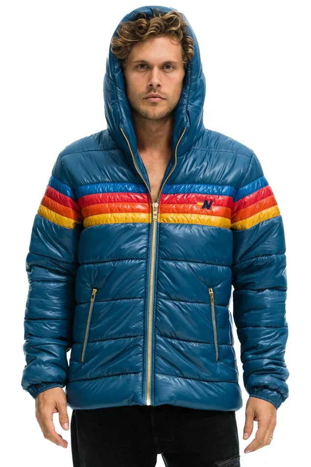 WomenMen Outerwear Aviator Nation 4 STRIPE LUXE TREKKER JACKET 8211 GLOSSY DEEP BLUE WomenMen Outerwear Aviator Nation 4 STRIPE LUXE TREKKER JACKET 8211 GLOSSY DEEP BLUE