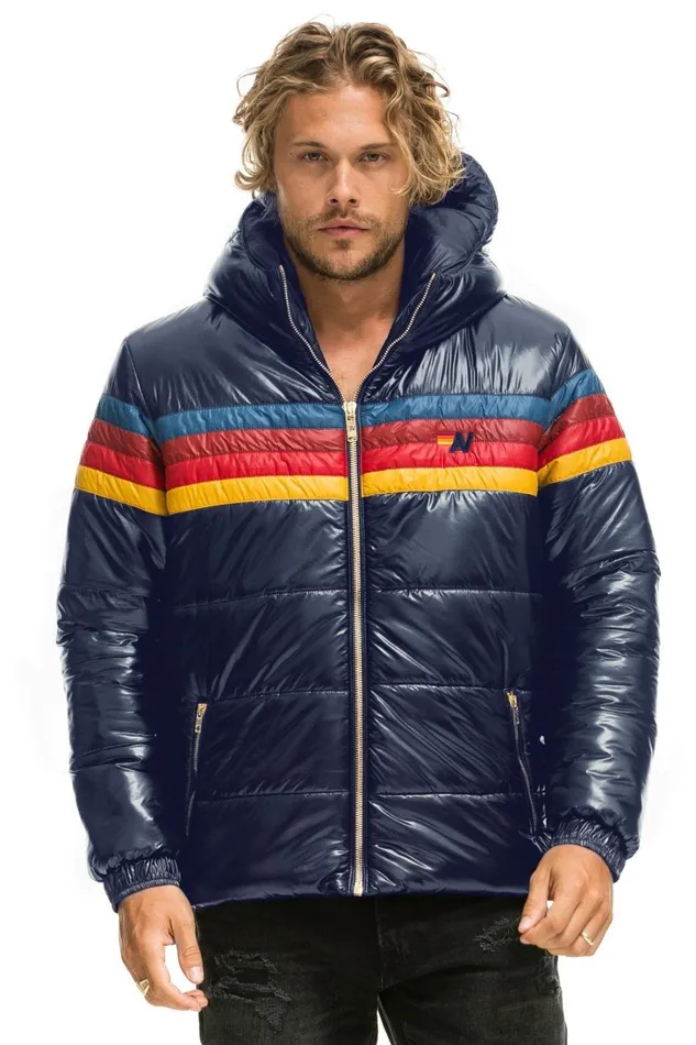 WomenMen Outerwear Aviator Nation 4 STRIPE LUXE TREKKER JACKET 8211 GLOSSY NAVY