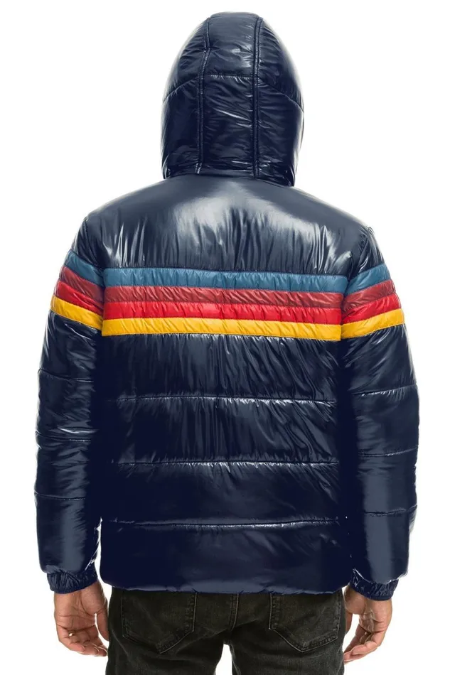 WomenMen Outerwear Aviator Nation 4 STRIPE LUXE TREKKER JACKET 8211 GLOSSY NAVY