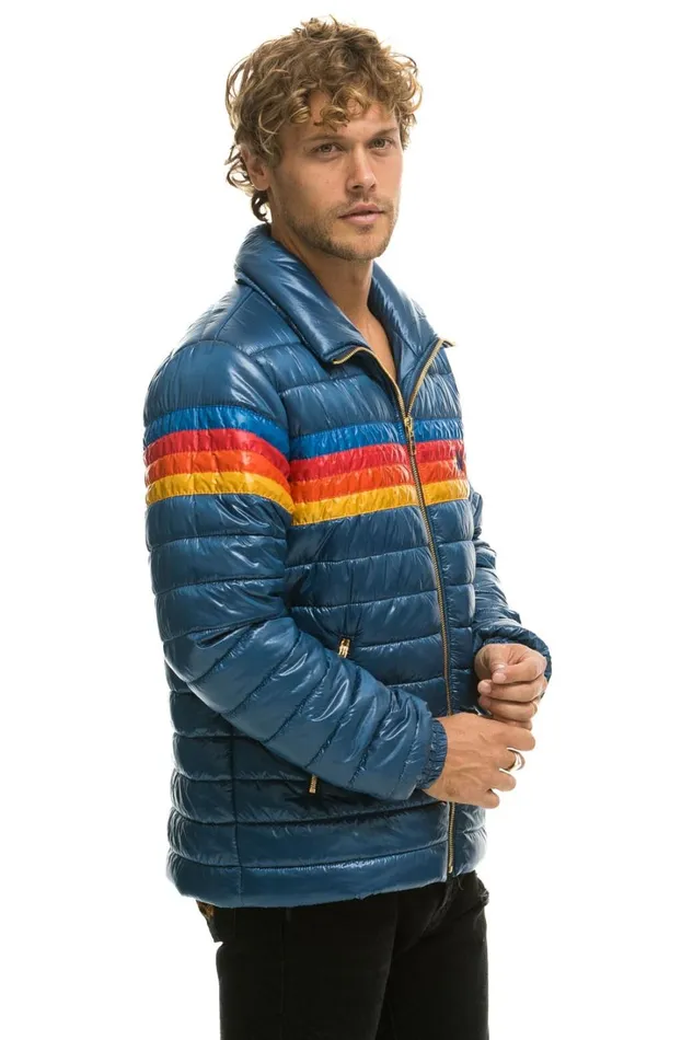 WomenMen Outerwear Aviator Nation 4 STRIPE TRAVELER JACKET 8211 GLOSSY DEEP BLUE WomenMen Outerwear Aviator Nation 4 STRIPE TRAVELER JACKET 8211 GLOSSY DEEP BLUE
