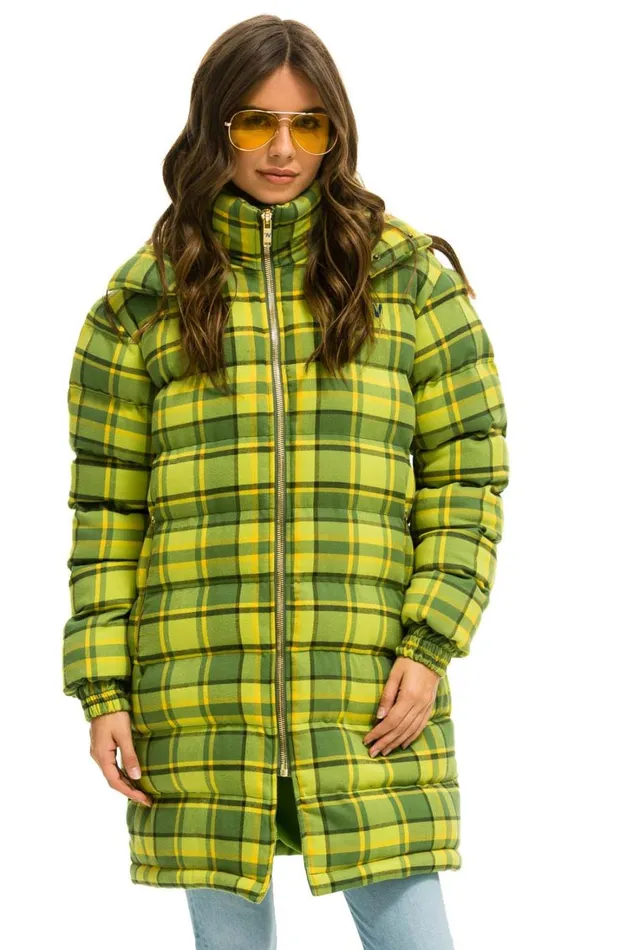 WomenMen Outerwear Aviator Nation PLAID UNISEX LONG TREKKER JACKET 8211 AVOCADO PLAID