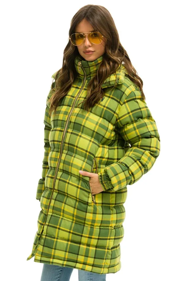 WomenMen Outerwear Aviator Nation PLAID UNISEX LONG TREKKER JACKET 8211 AVOCADO PLAID