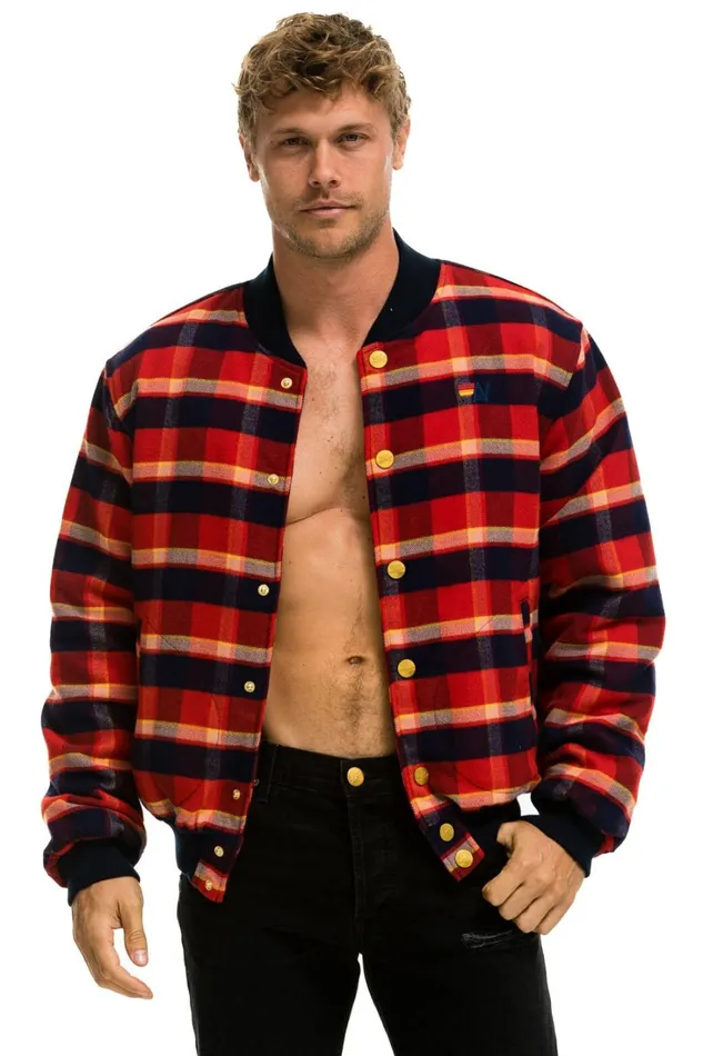 WomenMen Outerwear Aviator Nation PLAID UNISEX VARSITY JACKET 8211 RUGBY PLAID