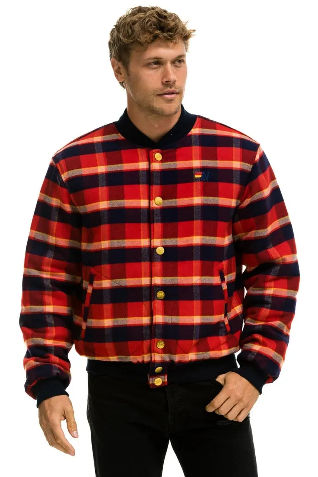 WomenMen Outerwear Aviator Nation PLAID UNISEX VARSITY JACKET 8211 RUGBY PLAID