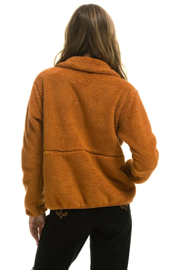 WomenMen Outerwear Aviator Nation TEDDY UNISEX HALF ZIP JACKET 8211 WHISKEY WomenMen Outerwear Aviator Nation TEDDY UNISEX HALF ZIP JACKET 8211 WHISKEY