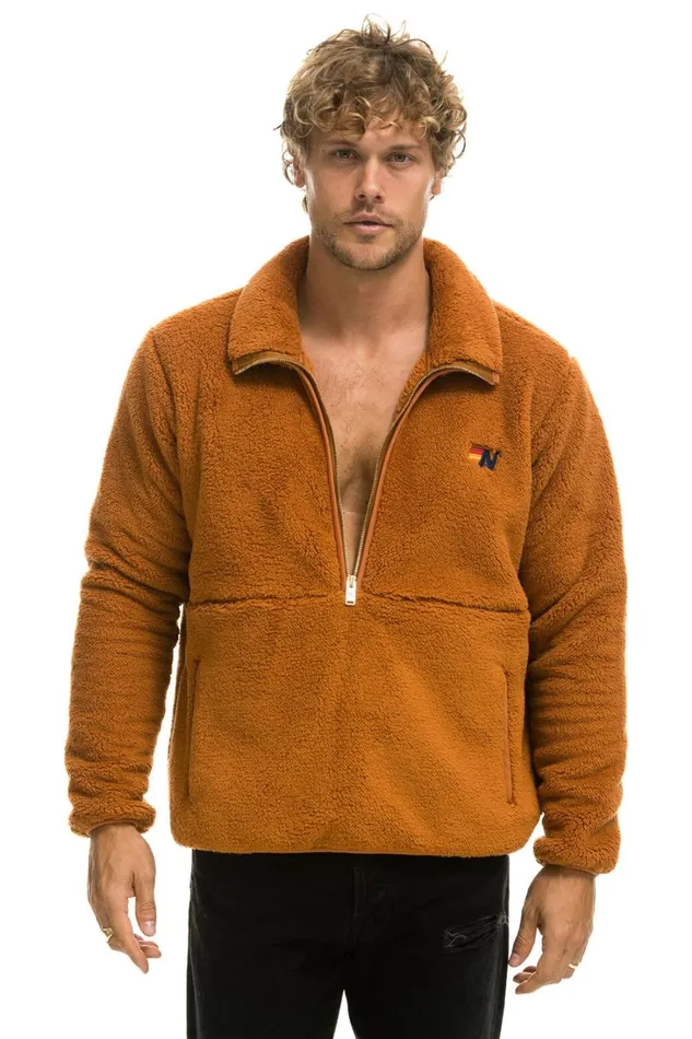 WomenMen Outerwear Aviator Nation TEDDY UNISEX HALF ZIP JACKET 8211 WHISKEY WomenMen Outerwear Aviator Nation TEDDY UNISEX HALF ZIP JACKET 8211 WHISKEY