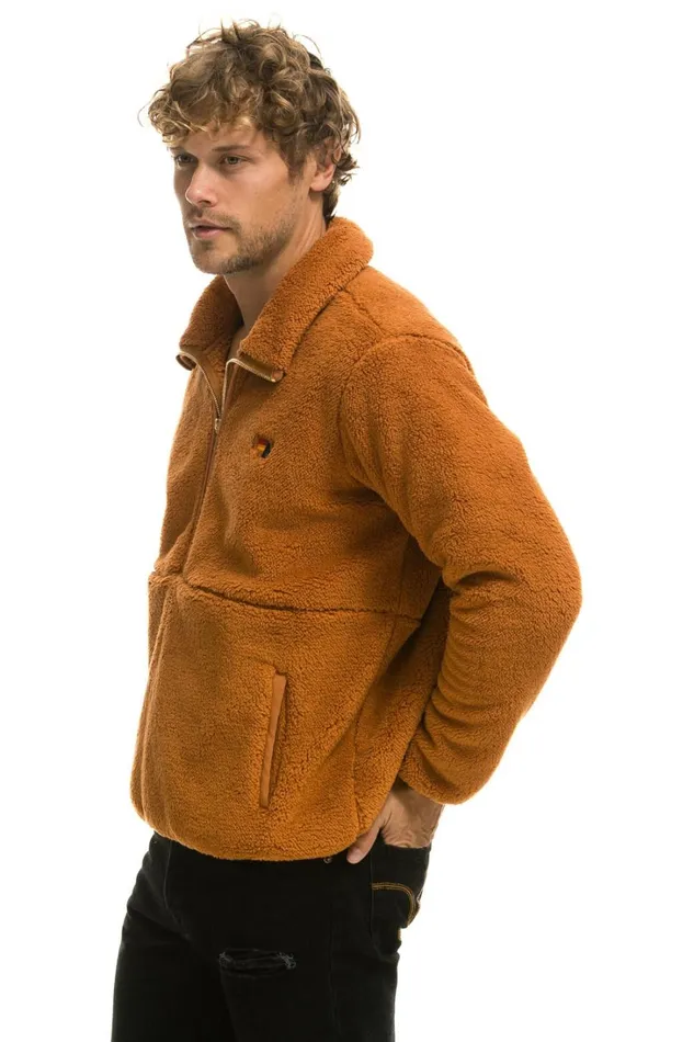 WomenMen Outerwear Aviator Nation TEDDY UNISEX HALF ZIP JACKET 8211 WHISKEY WomenMen Outerwear Aviator Nation TEDDY UNISEX HALF ZIP JACKET 8211 WHISKEY