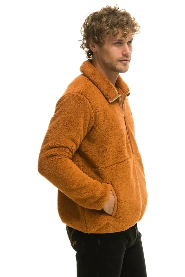 WomenMen Outerwear Aviator Nation TEDDY UNISEX HALF ZIP JACKET 8211 WHISKEY WomenMen Outerwear Aviator Nation TEDDY UNISEX HALF ZIP JACKET 8211 WHISKEY
