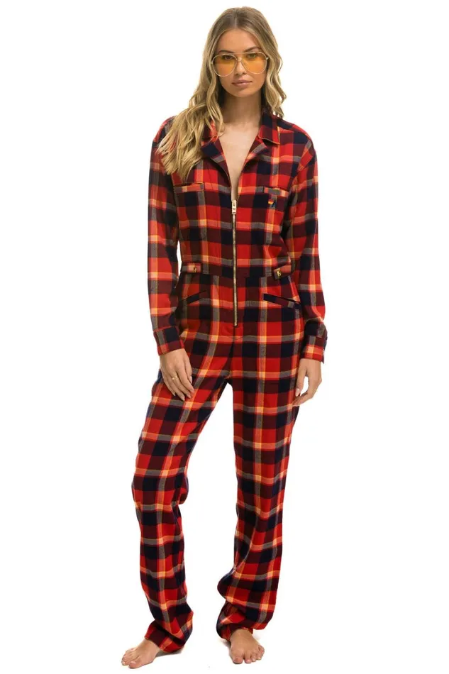 WomenMen Outerwear Aviator Nation UNISEX PLAID FLIGHT SUIT 8211 RUGBY PLAID