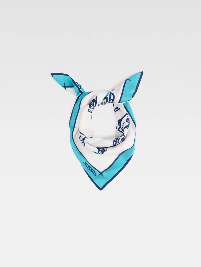 WomenMen Textile Accessories JACQUEMUS The Pesco Bandana Print Capri Fish Blue