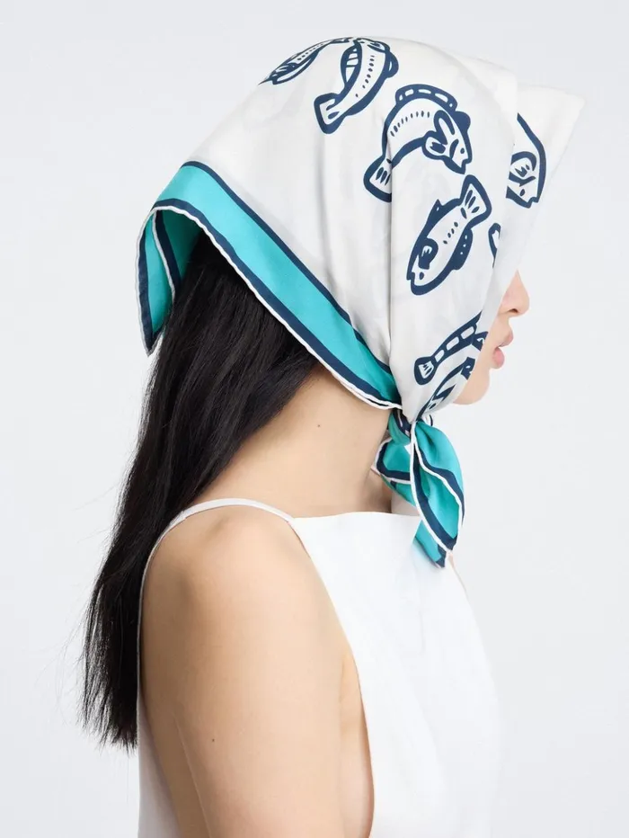 WomenMen Textile Accessories JACQUEMUS The Pesco Bandana Print Capri Fish Blue WomenMen Textile Accessories JACQUEMUS The Pesco Bandana Print Capri Fish Blue