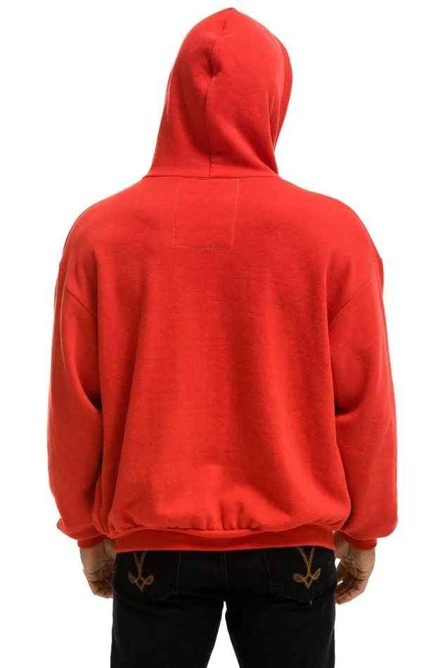 WomenMen Tops Aviator Nation 5 STRIPE RELAXED ZIP HOODIE 8211 RED NEON RAINBOW