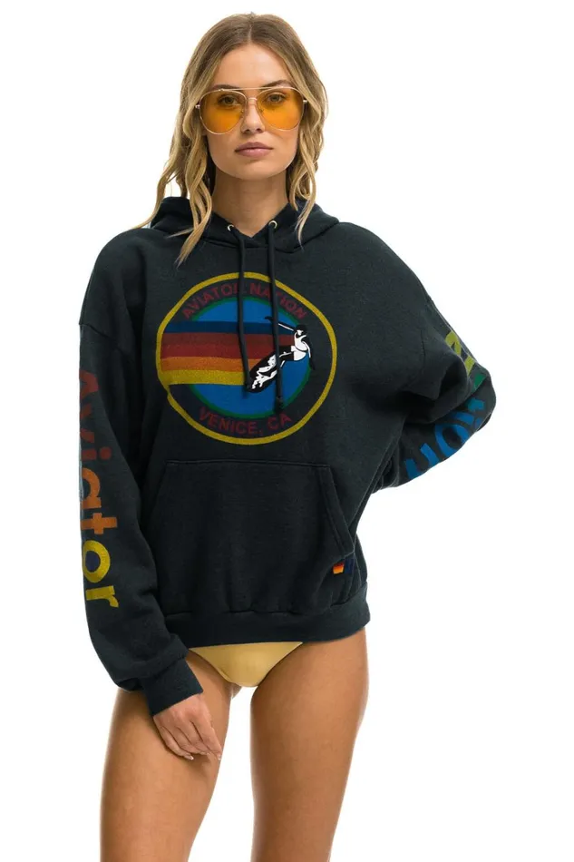 WomenMen Tops Aviator Nation AVIATOR NATION RELAXED PULLOVER HOODIE 8211 CHARCOAL
