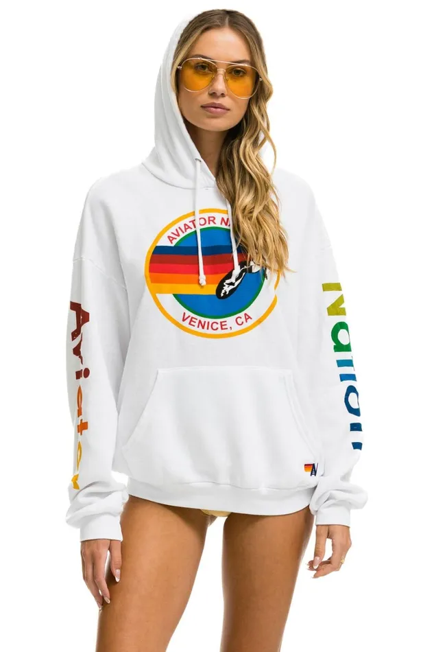 WomenMen Tops Aviator Nation AVIATOR NATION RELAXED PULLOVER HOODIE 8211 WHITE
