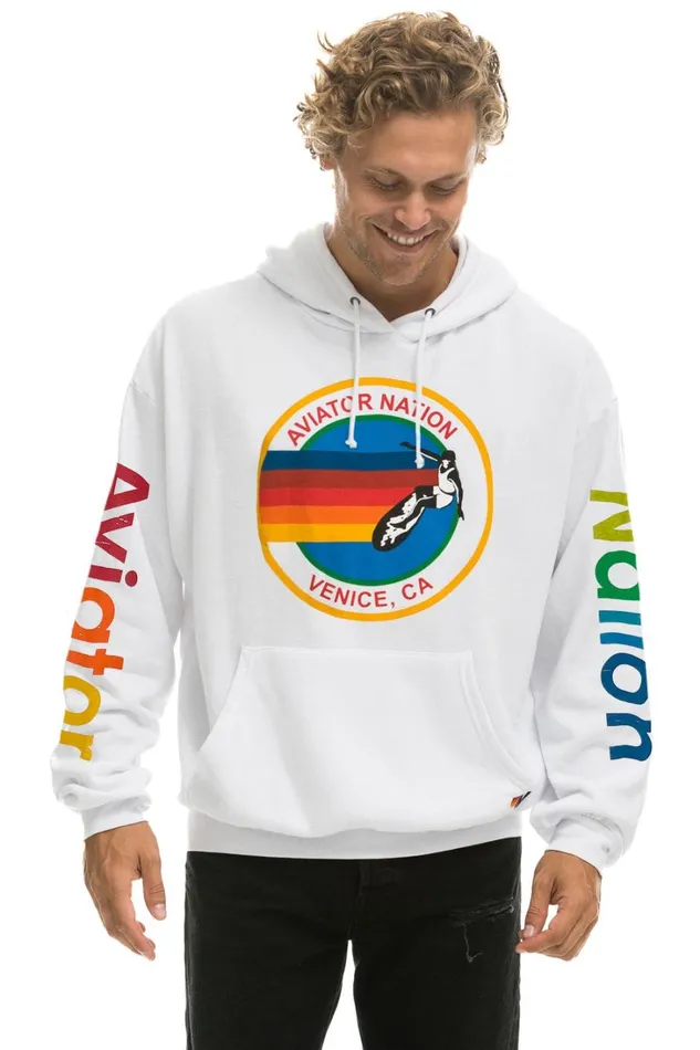 WomenMen Tops Aviator Nation AVIATOR NATION RELAXED PULLOVER HOODIE 8211 WHITE