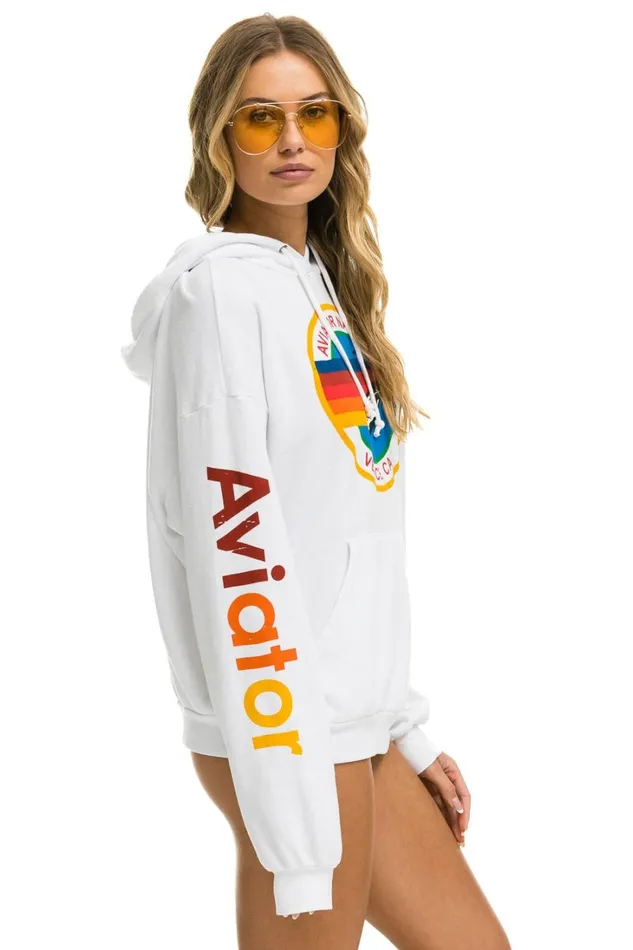WomenMen Tops Aviator Nation AVIATOR NATION RELAXED PULLOVER HOODIE 8211 WHITE