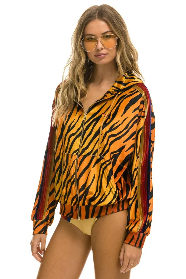 WomenMen Tops Aviator Nation CLASSIC VELVET RELAXED ZIP HOODIE 8211 TIGER WomenMen Tops Aviator Nation CLASSIC VELVET RELAXED ZIP HOODIE 8211 TIGER