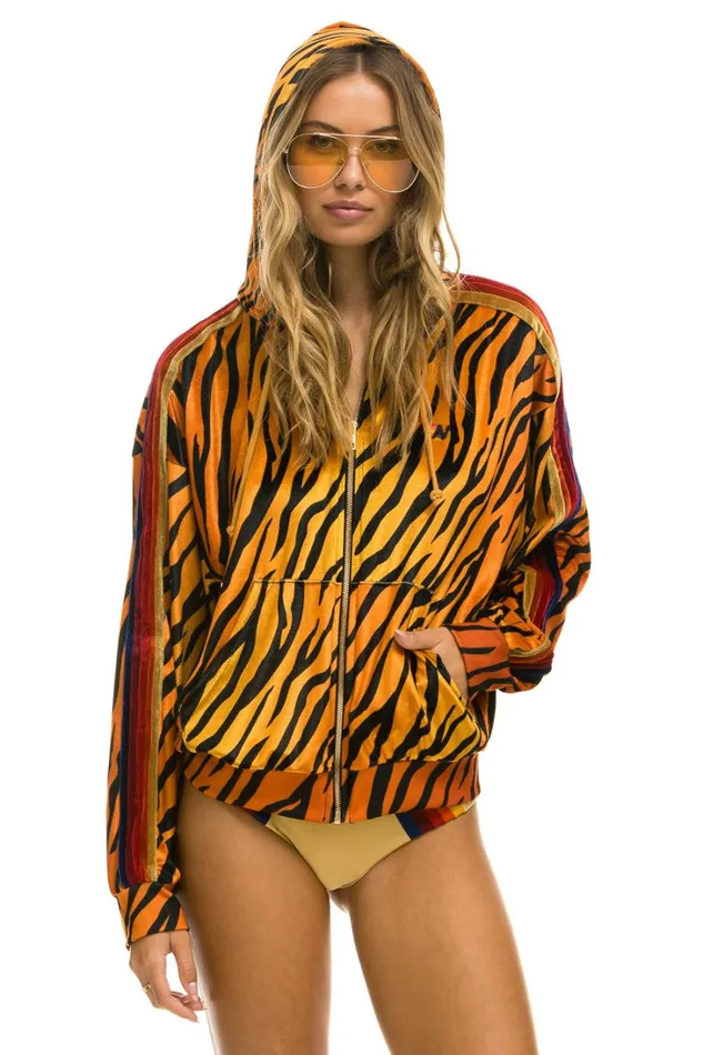 WomenMen Tops Aviator Nation CLASSIC VELVET RELAXED ZIP HOODIE 8211 TIGER WomenMen Tops Aviator Nation CLASSIC VELVET RELAXED ZIP HOODIE 8211 TIGER