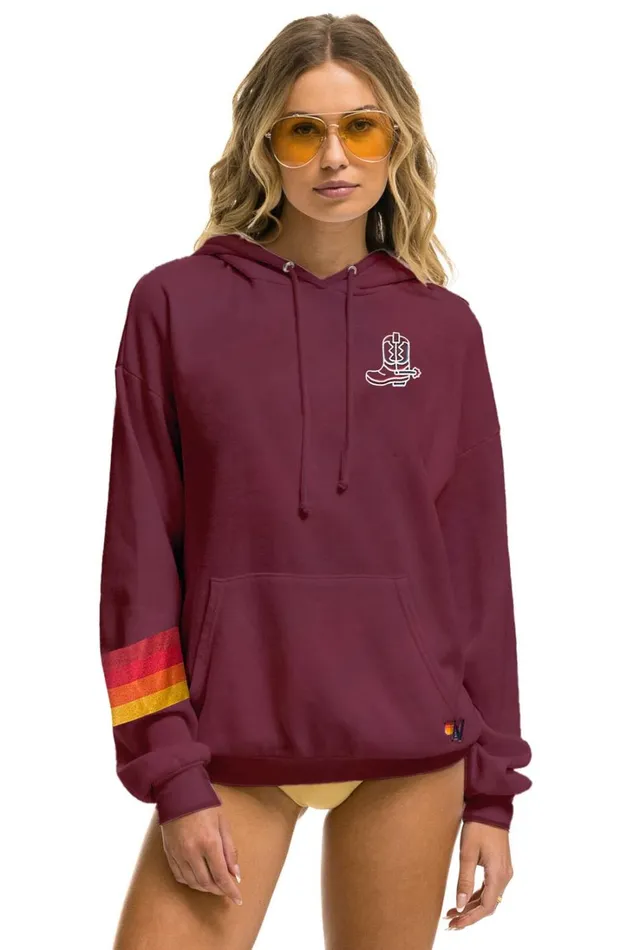 WomenMen Tops Aviator Nation DREAMY DRAW 2023 RELAXED PULLOVER HOODIE 8211 PLUM