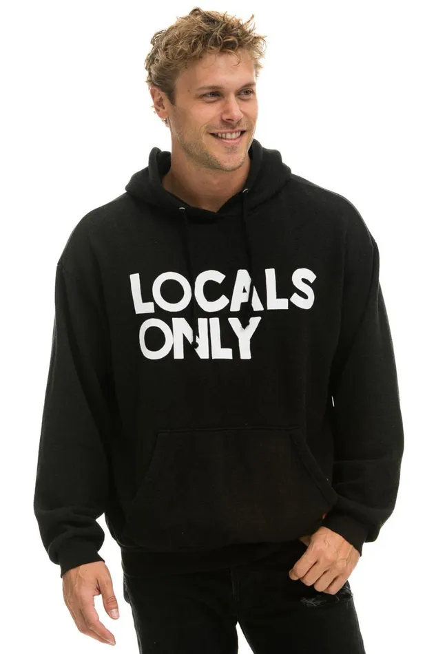 WomenMen Tops Aviator Nation LOCALS ONLY RELAXED PULLOVER HOODIE 8211 BLACK