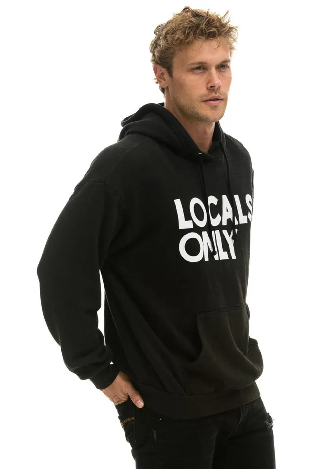 WomenMen Tops Aviator Nation LOCALS ONLY RELAXED PULLOVER HOODIE 8211 BLACK