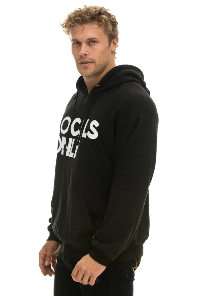 WomenMen Tops Aviator Nation LOCALS ONLY RELAXED PULLOVER HOODIE 8211 BLACK