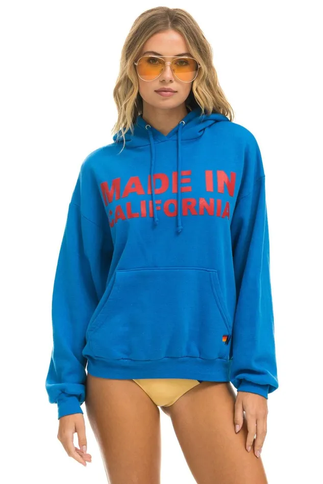 WomenMen Tops Aviator Nation MADE IN CALIFORNIA RELAXED PULLOVER HOODIE 8211 OCEAN