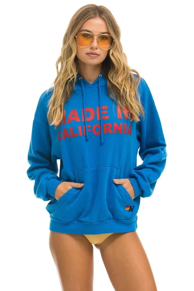 WomenMen Tops Aviator Nation MADE IN CALIFORNIA RELAXED PULLOVER HOODIE 8211 OCEAN