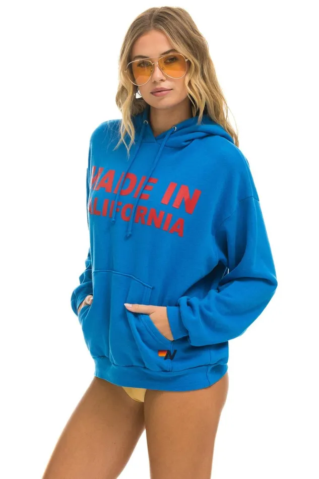 WomenMen Tops Aviator Nation MADE IN CALIFORNIA RELAXED PULLOVER HOODIE 8211 OCEAN