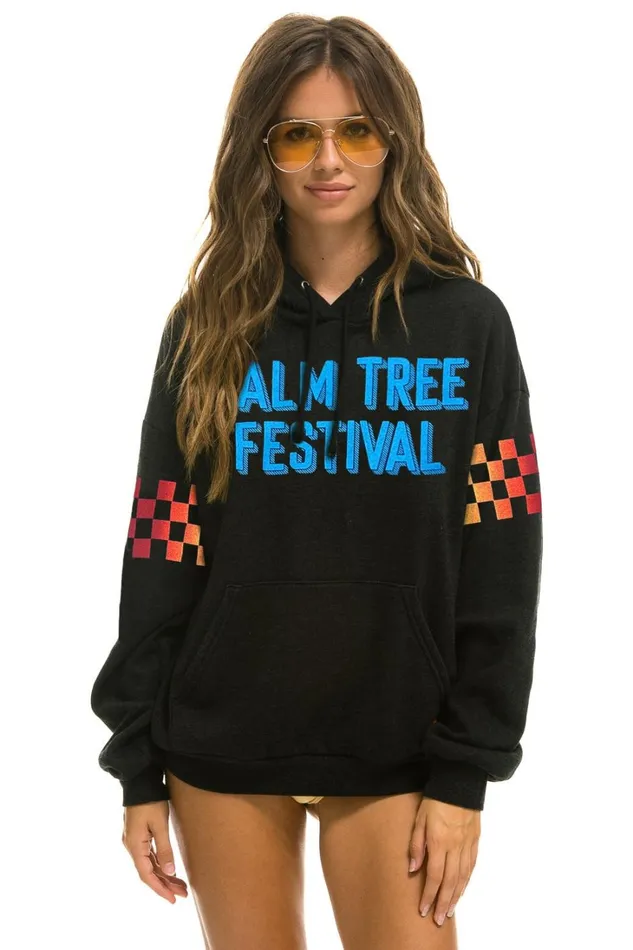 WomenMen Tops Aviator Nation PALM TREE FESTIVAL ASPEN 2023 PULLOVER HOODIE RELAXED 8211 BLACK WomenMen Tops Aviator Nation PALM TREE FESTIVAL ASPEN 2023 PULLOVER HOODIE RELAXED 8211 BLACK