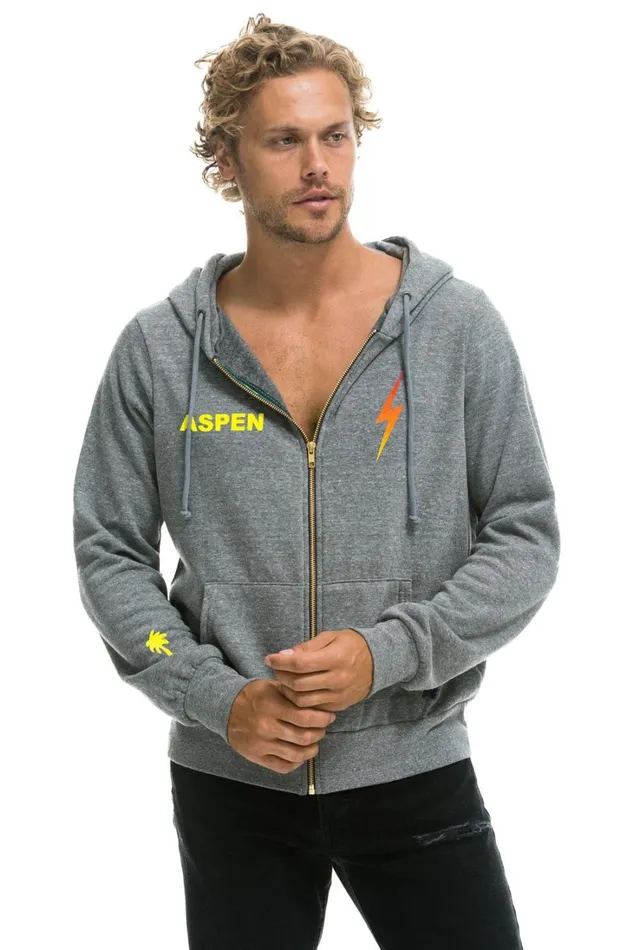 WomenMen Tops Aviator Nation PALM TREE FESTIVAL ASPEN 2024 ZIP HOODIE 8211 HEATHER