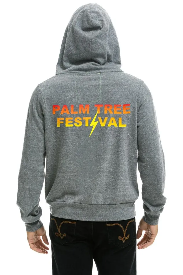 WomenMen Tops Aviator Nation PALM TREE FESTIVAL ASPEN 2024 ZIP HOODIE 8211 HEATHER