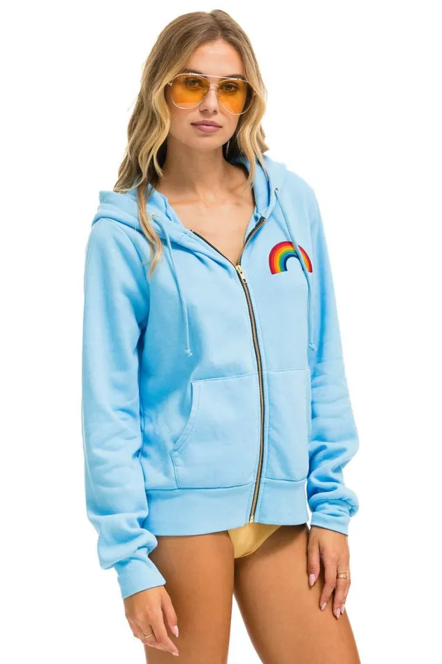 WomenMen Tops Aviator Nation RAINBOW EMBROIDERY HOODIE 8211 SKY WomenMen Tops Aviator Nation RAINBOW EMBROIDERY HOODIE 8211 SKY