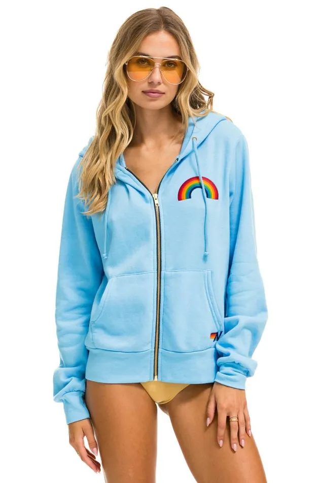 WomenMen Tops Aviator Nation RAINBOW EMBROIDERY HOODIE 8211 SKY WomenMen Tops Aviator Nation RAINBOW EMBROIDERY HOODIE 8211 SKY
