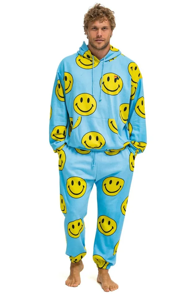 WomenMen Tops Aviator Nation SMILEY REPEAT RELAXED PULLOVER HOODIE 8211 SKY